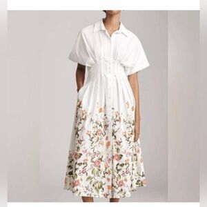 NWOT Exquise The Tobie Printed Floral White Midi Dress Size M Anthropologie
